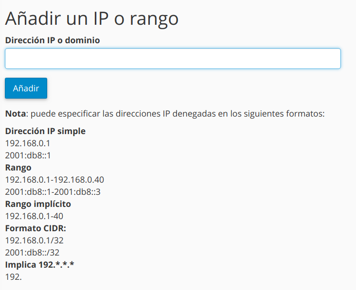 introducir rango de IP